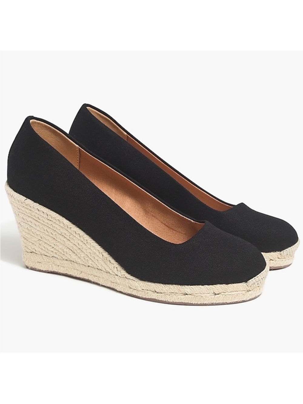J.Crew Seville Black Canvas Espadrille Wedge Heels Size 7 NWOT